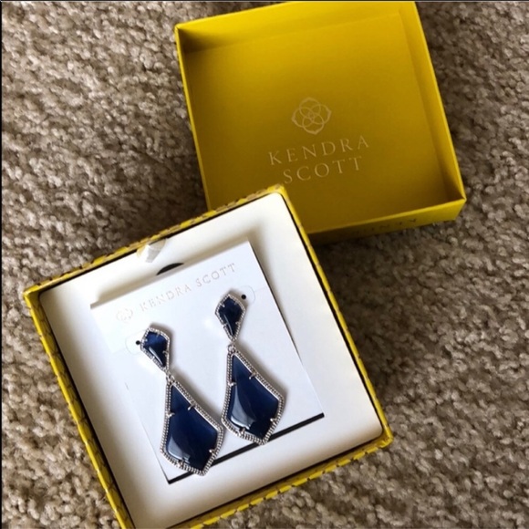 Kendra Scott Navy Silver Alexa Drop Earrings - Picture 4 of 8
